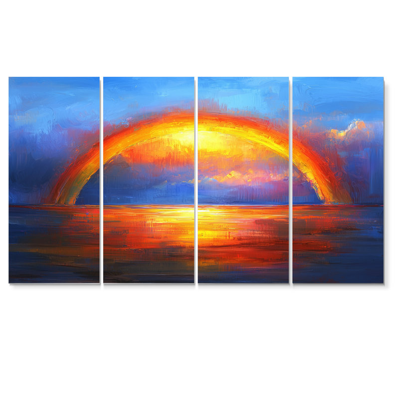 «Madeleine» - Art mural arc-en-ciel - Ensemble d'art mural traditionnel, 4, H 32 po x l 64 po