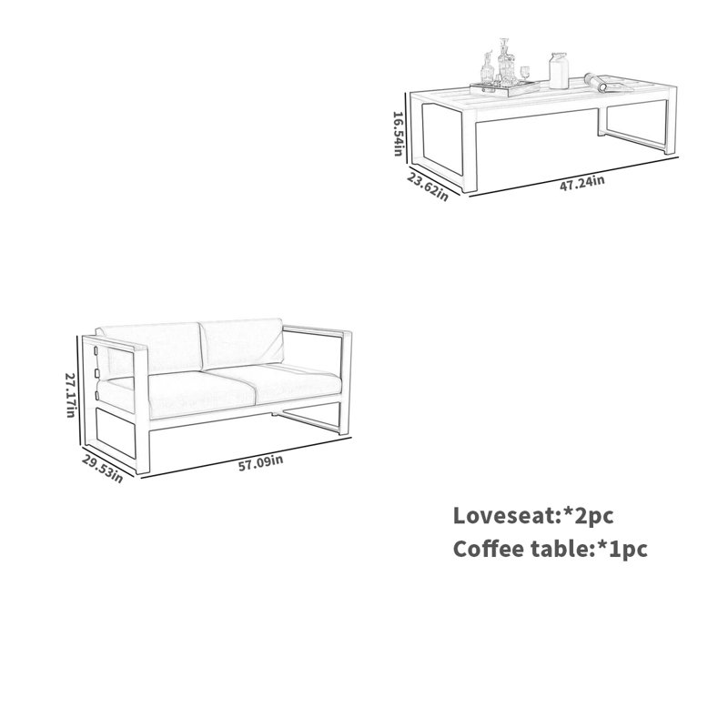 Canapé d'extérieur en aluminium pour terrasse
