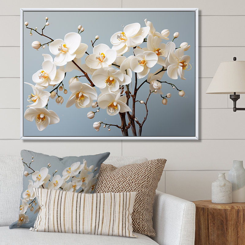 Orchidées blanches, nature morte, photographie I - orchidées murales, salon, Cadre flottant naturel