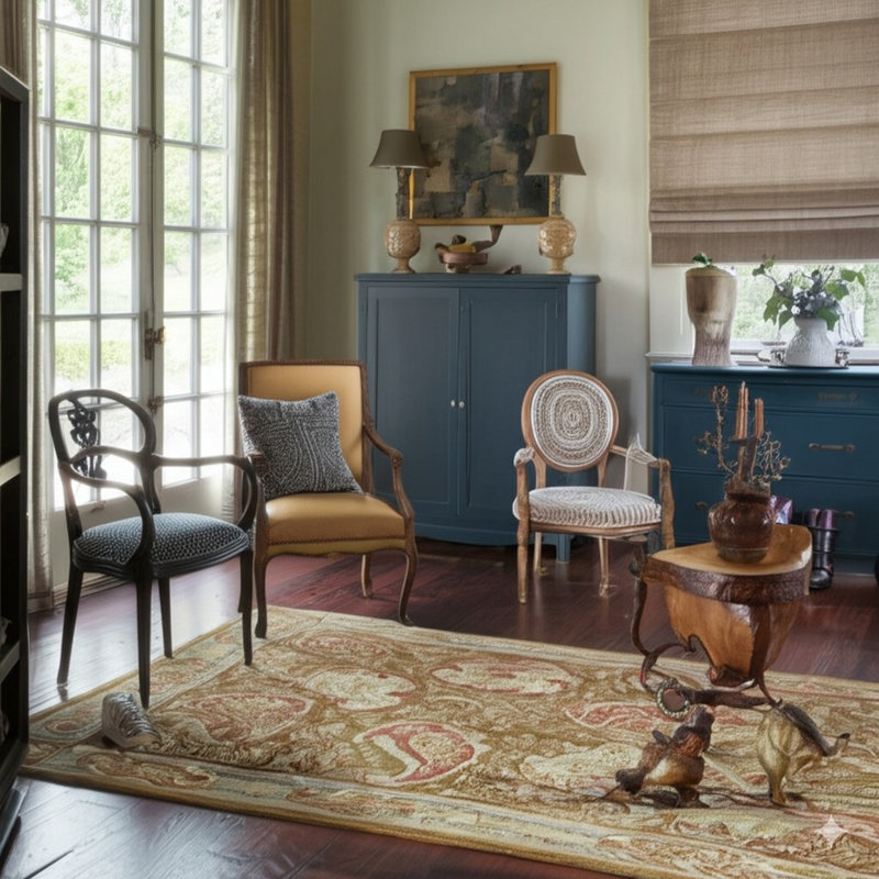 Handwoven Wool Spanish Style Rug, Beige , Elegant & Durable Area Rug for Adding Timeless Charm to Your Living Room, Bedroom, Office, or Home Décor