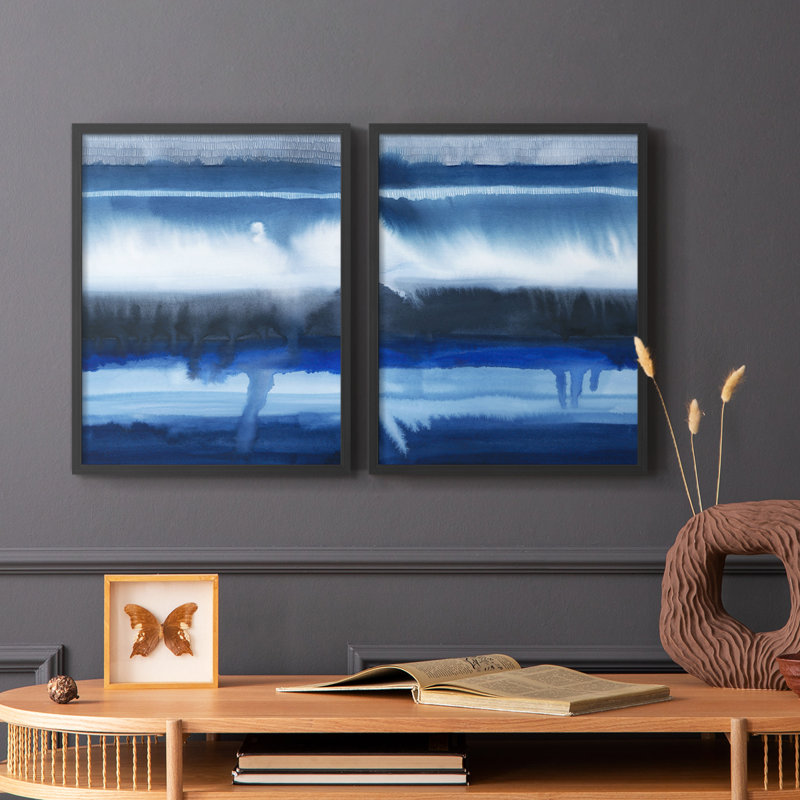Impression encadrée I-Premium de Deep Blue Shore - prête à être accrochée - aucun clou requis - aucun clou requis, Noir