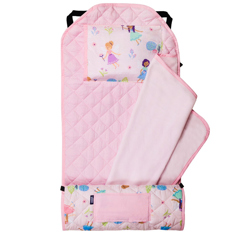 Tapis de sieste Wildkin Modern Kids - mélange de coton doux avec coussin et sangles élastiques pour l'école et les voyages - Jardin des fées