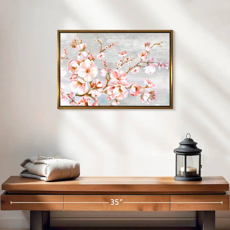 Spring Cherry Blossoms, 19" X 13", Floating Frame Gold