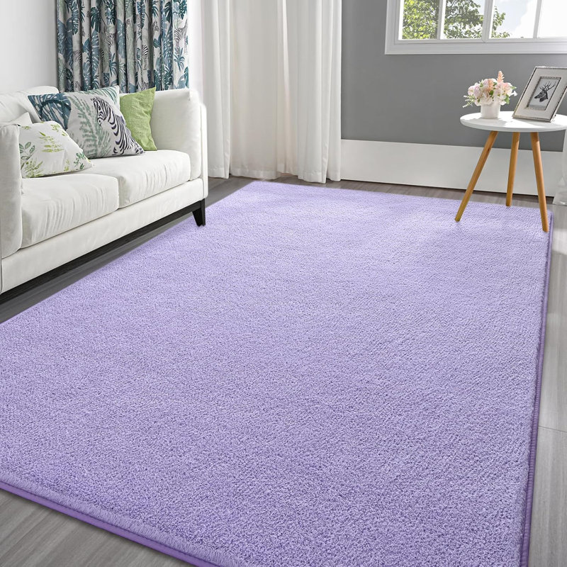 Solid Colour Shag Area Rug, Rectangle 153 x 215 cm, Purple