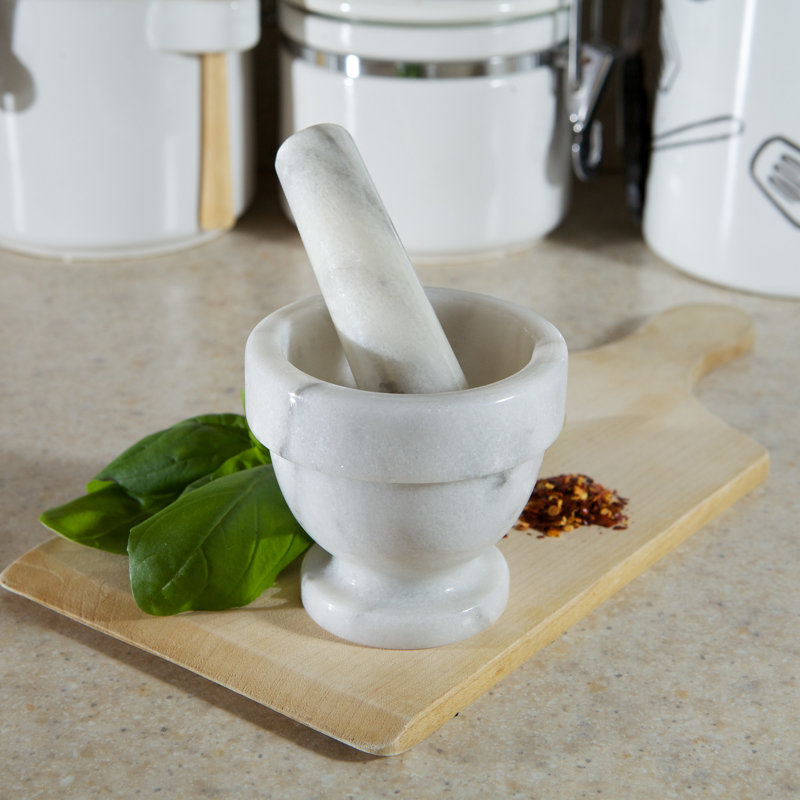 Large White Marble Mortar and Pestle for Kitchen