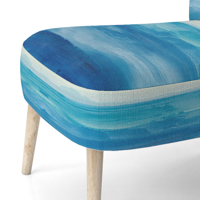 Out To Sea - Chaise d'appoint rembourrée nautique et de plage, Mélange de polyester orange / brun