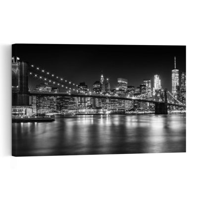 «Brooklyn Bridge Lights Modern Abstract Architecture City», reproduction d'art murale