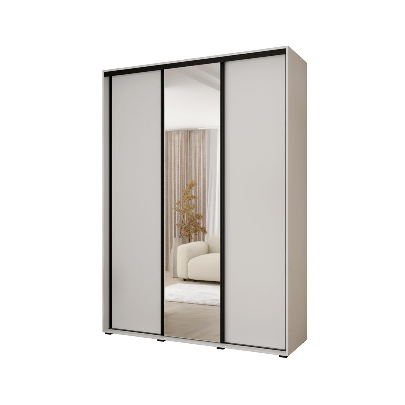 3 Door Manufactured Wood Wardrobe, White, 235" H x 170" W x 60" D