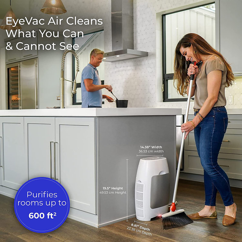 Eyevac Air - The Only 2-in-1 Air Purifier/deodorizer & Vacuum, Silver/White