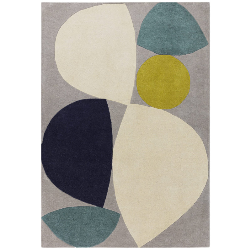 Gina Mid Century Area Rug, Rectangle  160 x 230 cm, Blue/Grey