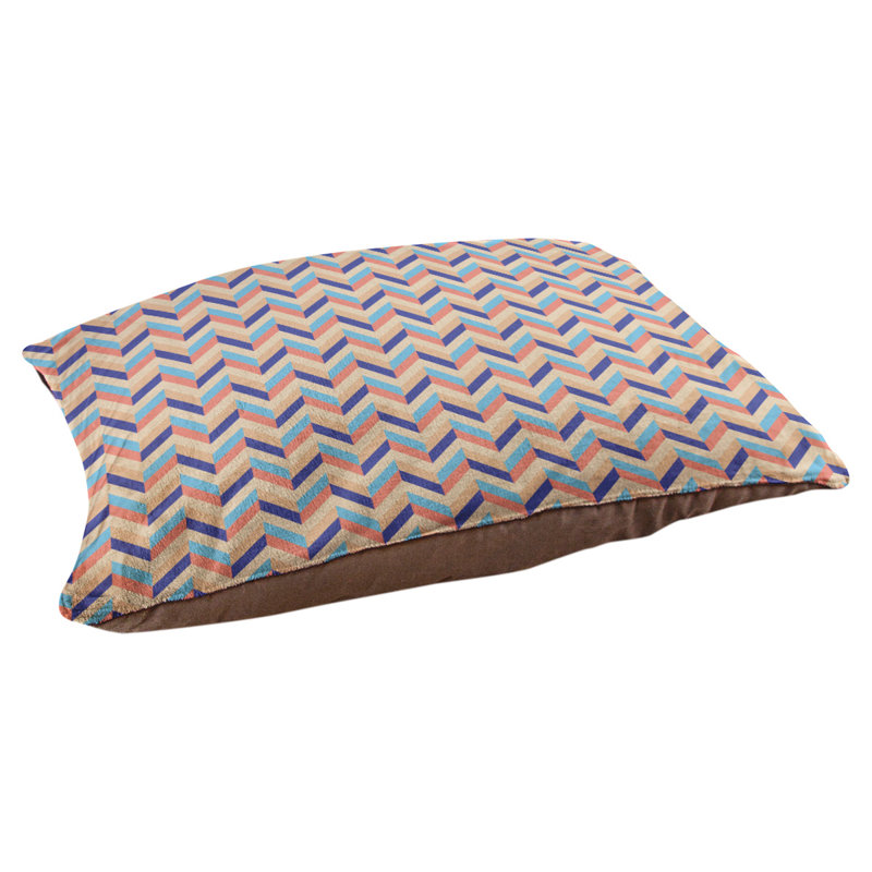 Coussin pour chien chevron Byrge, Moyen (L 29,5 po x P19,5 po x H 9,5 po), Orange / marine / blanc