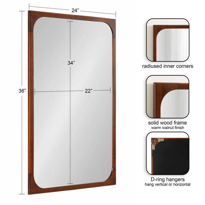 Iyonnah Solid Wood Rectangle Mirror, Brown