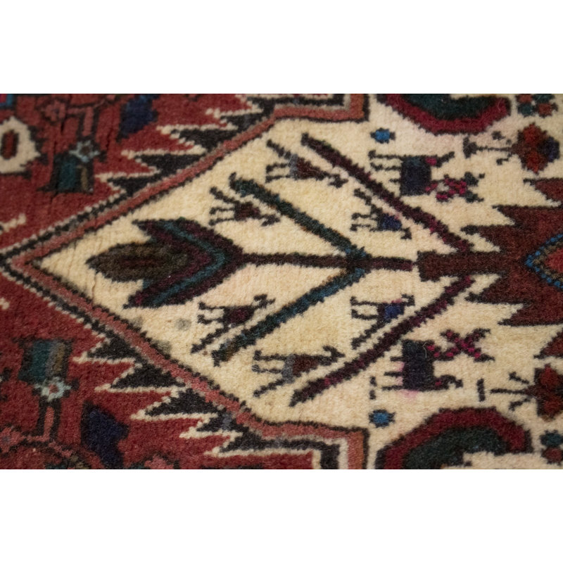 Tapis rouge / beige en laine noué à la main Flourtown