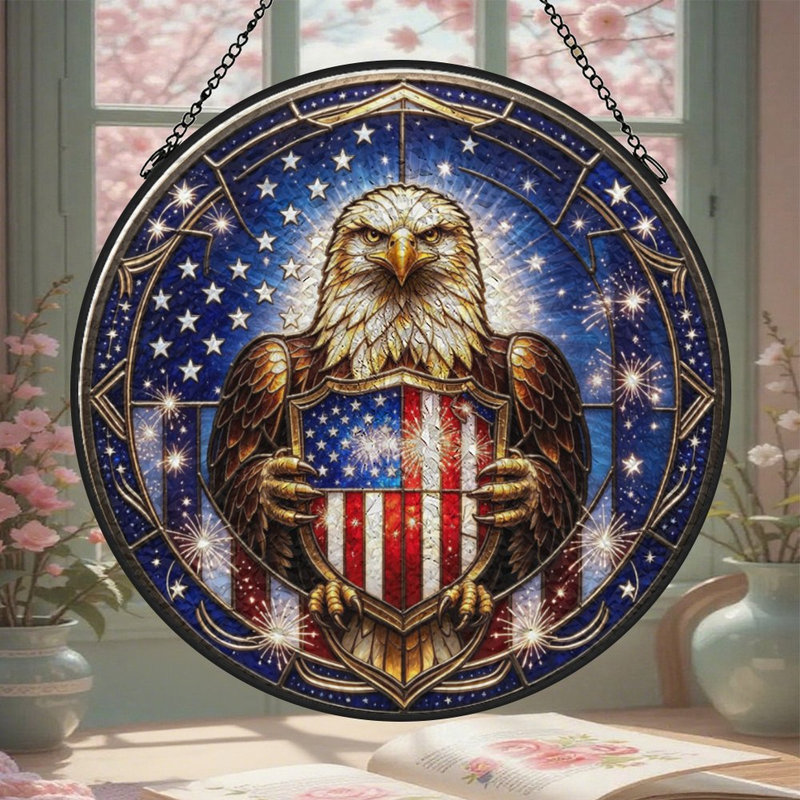 Panneau de vitrail Patriotic Eagle, 11.8x11.8in(30x30cm)
