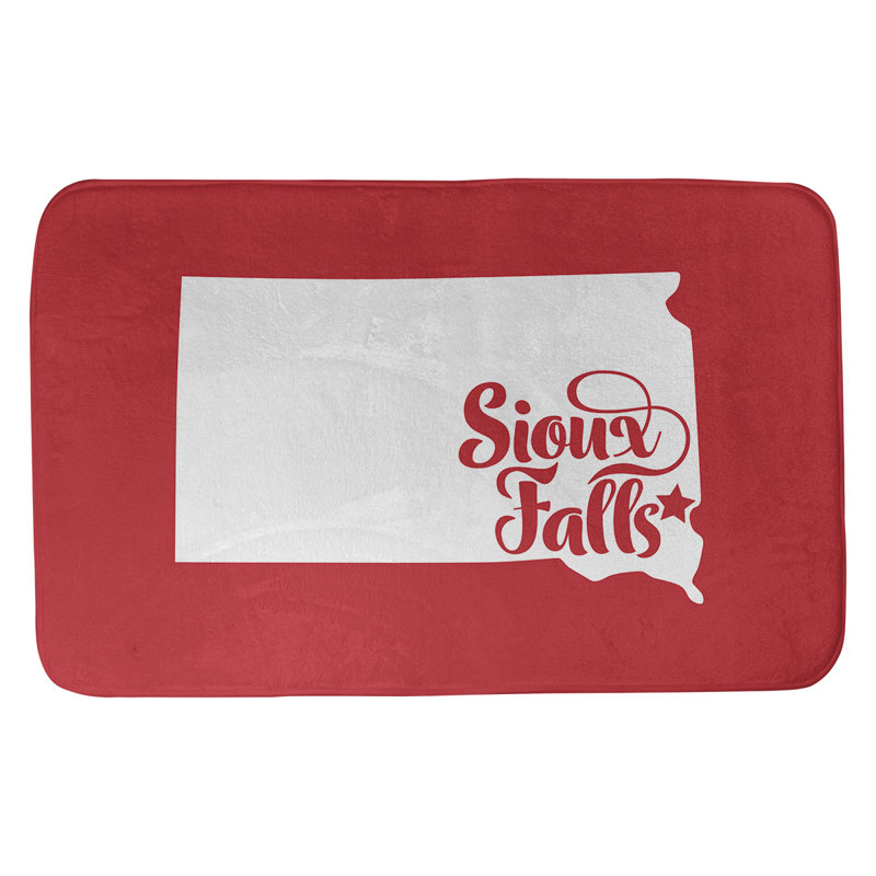 Tapis rectangulaire antidérapant pour salle de bain, L 17 po x L 21 po, Rouge, Sioux Falls, Dakota du Sud