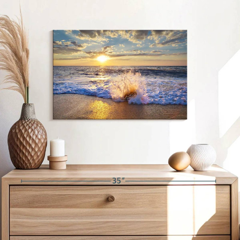 Sunset Over Beach Canvas Print, 16" H x 24" W x 1.25" D