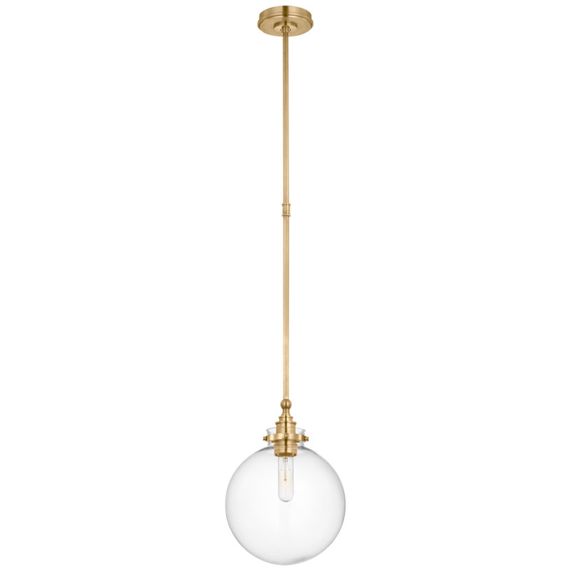 Parkington 1 - Light Pendant, Antique-Burnished Brass, Clear Glass, 17.75" H x 14" W x 14" D