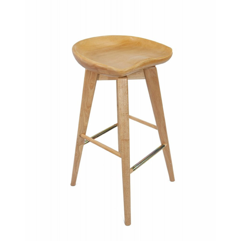 Tabouret de bar pivotant en bois massif Clithoe 31 po, Brun naturel, Tabouret de bar (siège d'une hauteur de 31 po)
