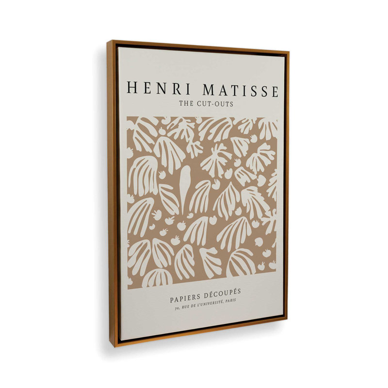 La perruche et la sirène de Matisse, H 30,75 po x l 20,75 po x P 1,75 po, Cadre flottant or poli