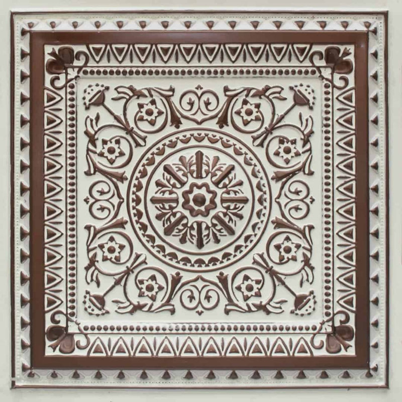 Tuile de plafond en vinyle à coller ou à coller Marseille, Mocha vieilli, L 24 po x L 24 po