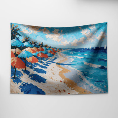 Tapisserie murale Coastal Beach Umbrella Paradise