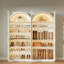 Armoire à chaussures de 70 po de hauteur avec portes et lumières à DEL, armoire de rangement à chaussures à 7 niveaux avec tablette réglable