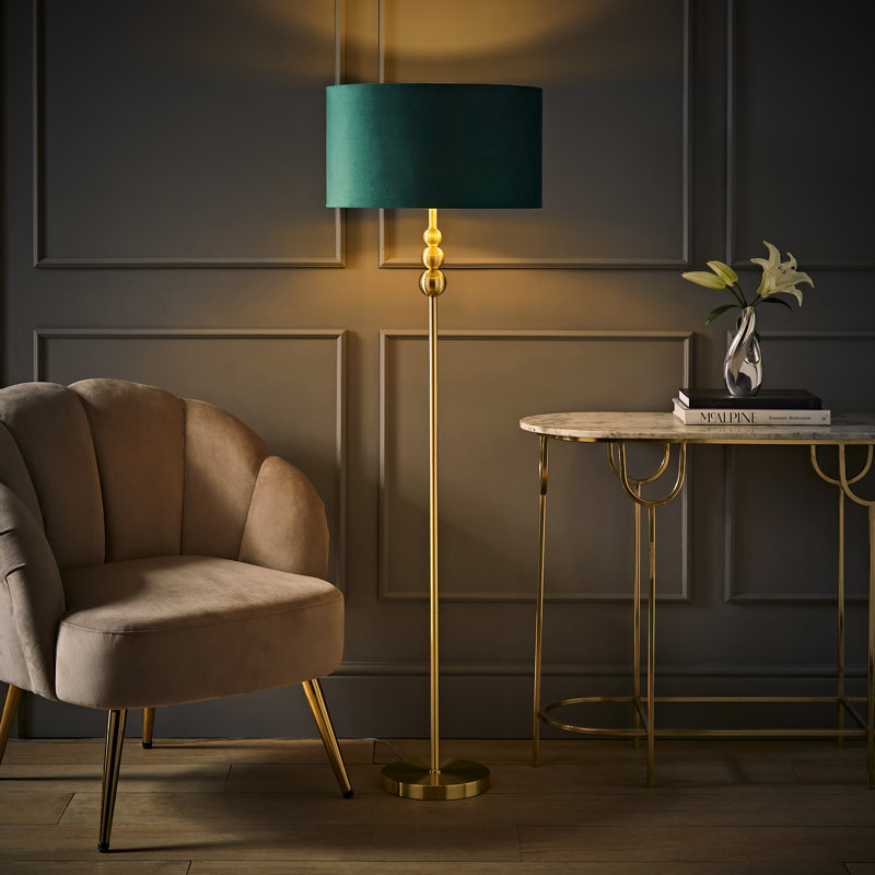 Aaiza 145cm Traditional Floor Lamp, Mirrored, Green/Gold, Yes