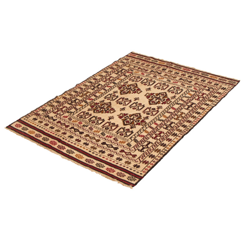 Madasin One-of-a-Kind 4'2" X 5'11" 1990s Wool Area Rug in Ivory