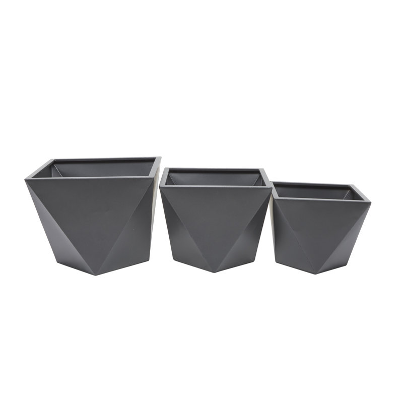 Ensemble de 3 boîtes à fleurs en fer Esma, gris