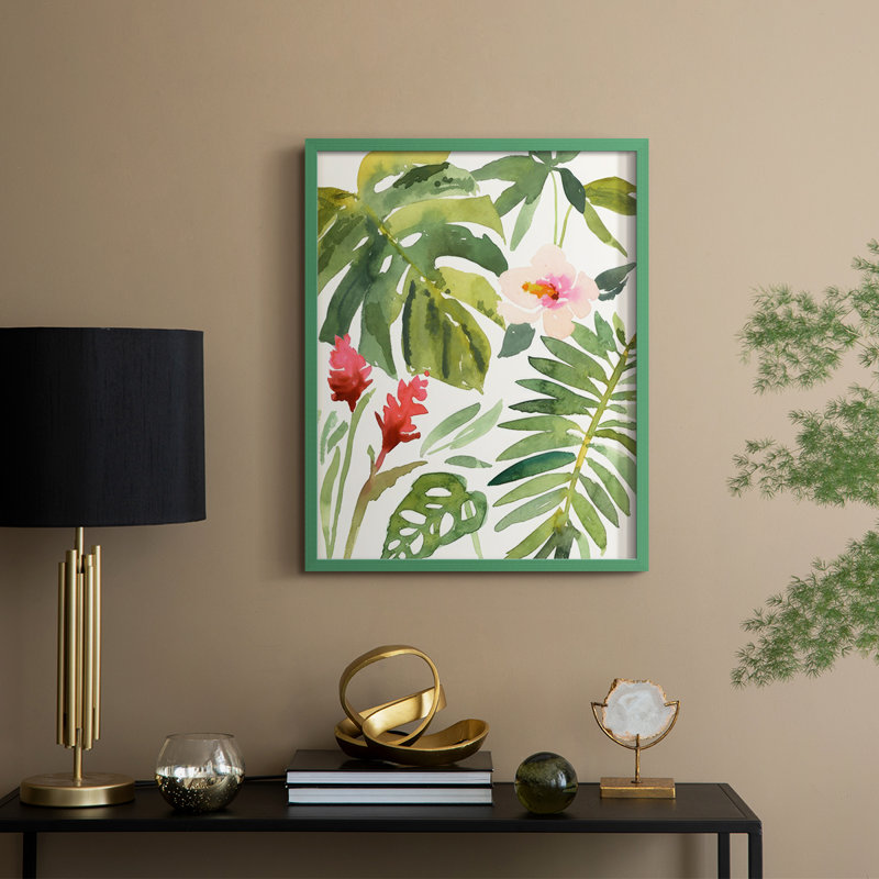 Tropical Farrago I, reproduction encadrée - bois massif, H 30 po x l 24 po, Vert