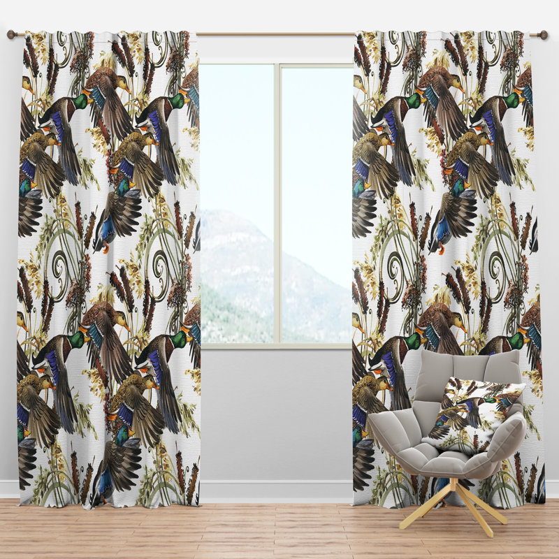 Illustration of colored duck - Animal Print Curtain - Velvet Room darkening - 1 panel, 52"W x 108"L