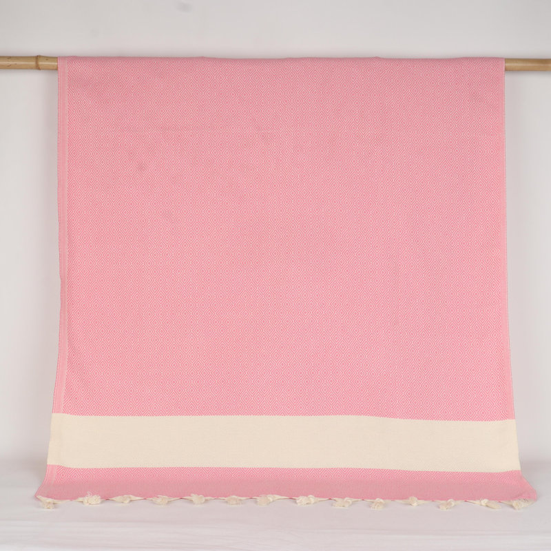 Serviettes en coton turc à motif de losanges - peshtemal et peshkir, séchage rapide et douceur, Rose