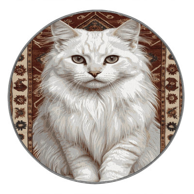 Washable Turkish Angora Cats Area Rug