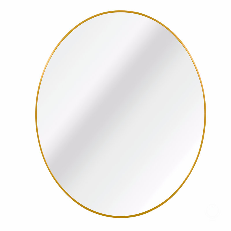 Metal Round Bathroom Mirror, Gold, 20" x 20"