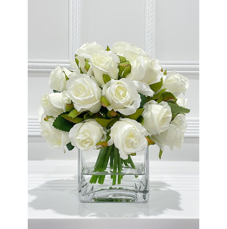 Silk Roses Arrangement in Vase