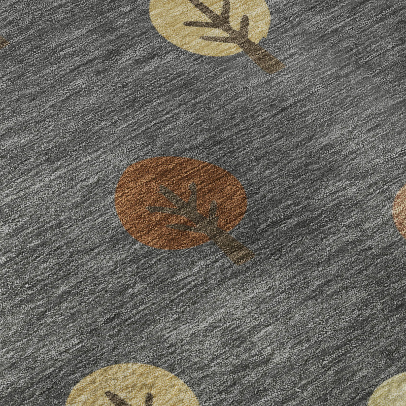 Tapis géométrique Premium lavable à la machine Villers, Gris anthracite, 1'8" x 2'6"