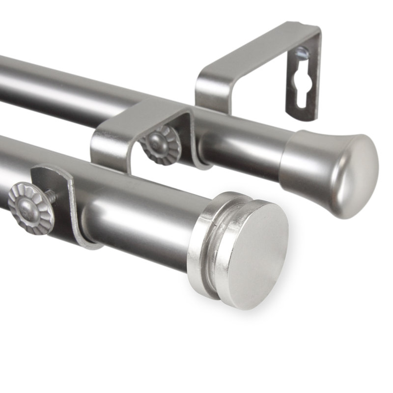 Tringle à rideaux double Welke, 160 à 240 po, Nickel satiné