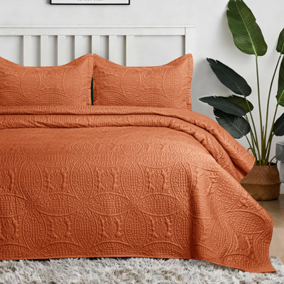 Couvre-lit matelassé à pièces, format simple – Literie réversible ultra douce, confort toutes saisons, couette légère surdimensionnée avec 1 taie d'oreiller (rouille)