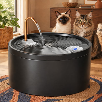 Fontaine à eau automatique en céramique noire de 4 L/135 oz pour animaux de compagnie, avec pompe ultra-silencieuse, 3 filtres et 3 éponges, conçue pour les chiens et les chats.