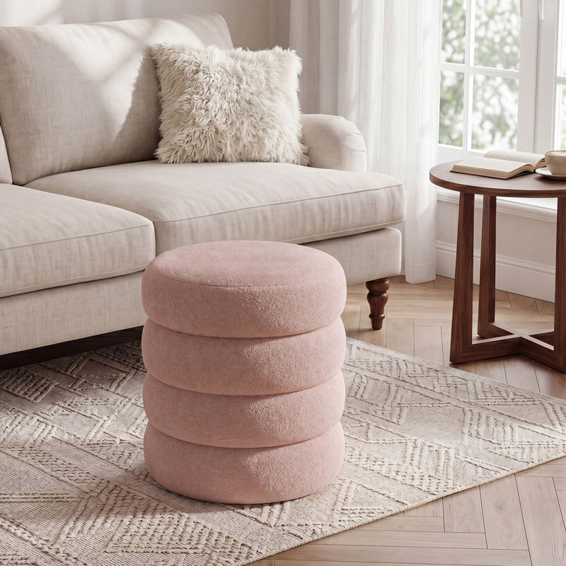 Repose-pieds l 16 po avec rangement Boucle, Rose