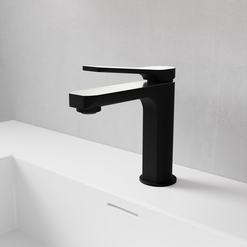 Single-handle Bathroom Faucet with Drain Assembly, Matte Black/Brushed Nickel
