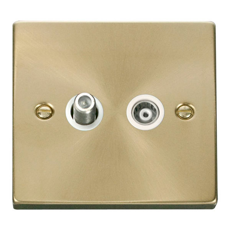 Satin Brass Satellite And Isolated Coaxial 1 Gang Socket