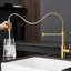 Robinet de cuisine escamotable en or brossé, acier inoxydable, poignée simple, option de jet d'eau aérée