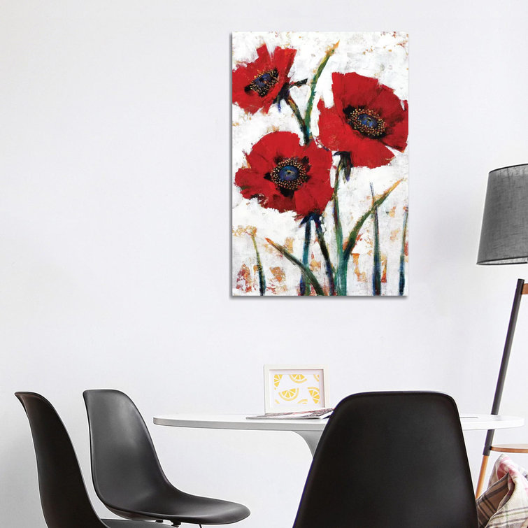 Red Poppy Fresco I by Tim OToole - Wrapped Canvas Print