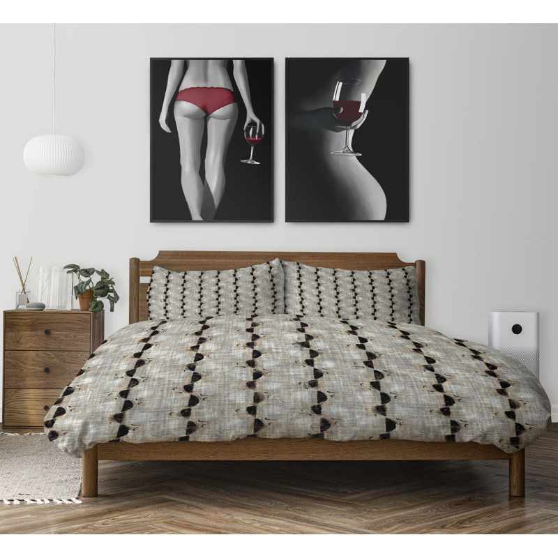 Polyester Twill Striped Duvet Cover, King Duvet Cover + 2 King Pillowcases