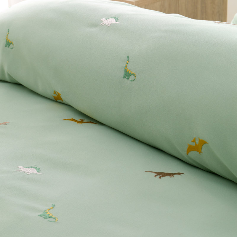 Embroidered Dinosaur Duvet Cover Set, Single - 1 Standard Pillowcase