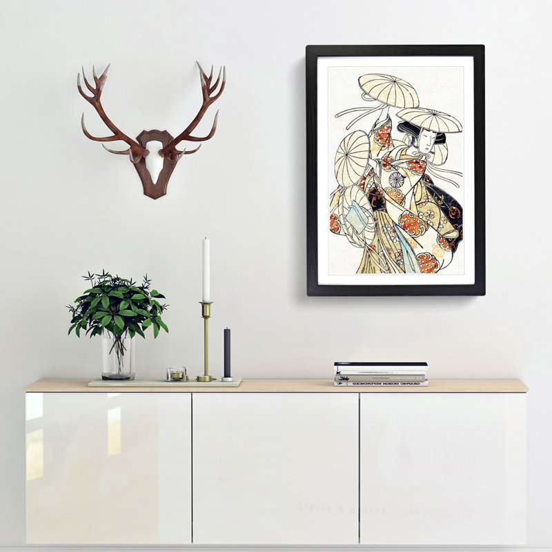 Dancer by Katsukawa Shunsho - Picture Frame Painting Print, Black Framed, 65cm H x 48cm W x 2cm D