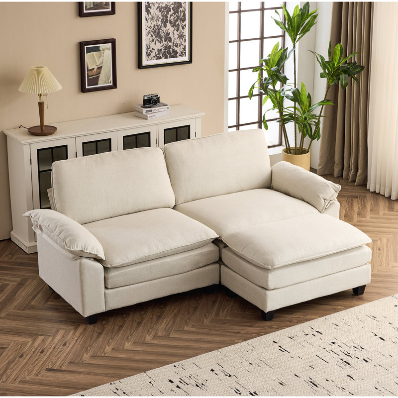 Canapé et canapé avec repose-pieds Avrilynn, Polyester beige, 85.4"W x 33.5"H x 54"D (2-seat)