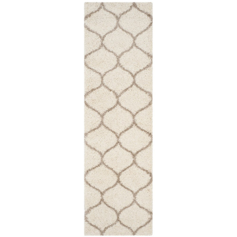 Tate Hudson Shag Performance Geometric Rug, Runner 2'3" x 6', Ivory/Beige