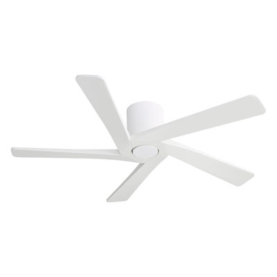5 Solid Wood Blades Indoor Flush Mount Ceiling Fan With Remote